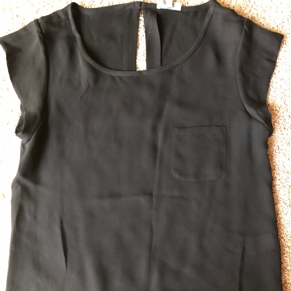 Joie Black Silk Capsleeved Tee, M